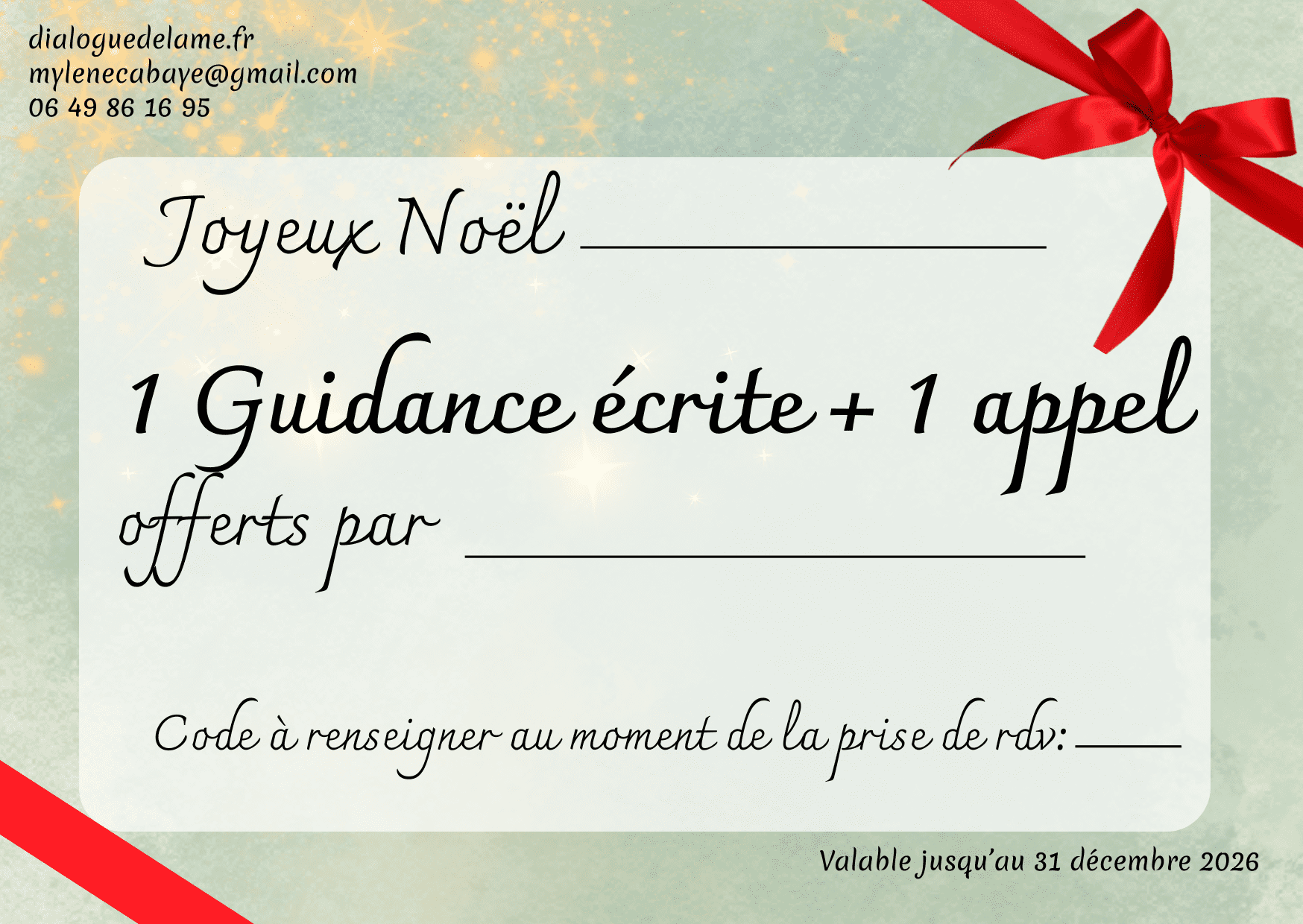 Carte Cadeau - Guidance écrite